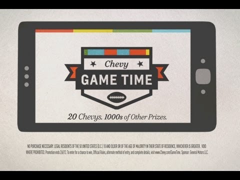 Chevy Game Time App | Chevy Super Bowl XLVI Ads | Win a New Chevy or Other Prizes