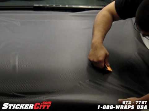 3M Di-Noc Carbon Fiber Vinyl Hood Install.mpg