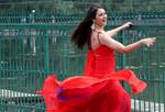 Indian Actors Preeti Jhangian perform during the shooting of a sequence for their upcoming movie 'Kash Tim Hamara Hota'Banks of world Famous Dal Lake in Srinagar, the summer capital of Indian Kashmir, 29 April 2012.