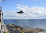 F-35B vertical landing during its first sea trials aboard USS Wasp (LHD-1), October 2011.