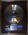 Thriller platinum record on display at the Hard Rock Cafe, Hollywood in Universal City, California