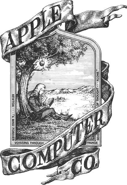 The original logo, featuring Isaac Newton sitting under an apple tree