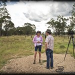 Dr Mark Bahnisch interviews Megan Baker outside Dalby. Photo: Pandora Karavan.