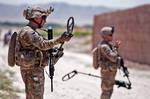 U.S. Army Sgt. David Pickard, a team leader with the 82nd Airborne Division's 1st Brigade Combat Team, prepares to sweep a road for improvised explosive devices June 30, 2012, in southern Ghazni Province, Afghanistan. Pickard is assigned to Company C, 1st Battalion, 504th Parachute Infantry Regiment. (U.S. Army photo by Sgt. Michael J. MacLeod, Task Force 1-82 PAO)