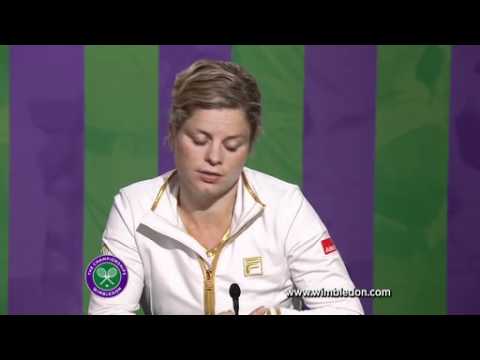 Kim Clijsters answers questions after her fourth round match wimbledon 2012