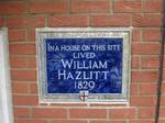 Plaque in Bouverie Street, London, commemorating the writer William Hazlitt.