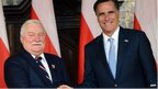 Former Polish President Lech Walesa meets US Republican presidential candidate Mitt Romney 