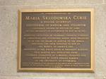 Marie Curie plaque, University of Pittsburgh, Pittsburgh, Pennsylvania, USA.