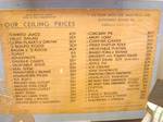 Menu with ceiling prices set by the Office of Price Administration (World War II), exhibited in the Soldiers and Sailors National Military Museum and Memorial, Pittsburgh, Pennsylvania, USA.