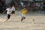 Palestinian youths playing football during a local match a little before sunset in Rafah refugee camp in the southern Gaza Strip on July 28, 2012. Palestinians organize Ramadan Olympics in conjunction with the ongoing Olympic Games in London, while Muslims around the world abstain from food, drink and sex from sunrise to sunset during Ramadan the holiest month in the Islamic calendar.Photo by Ahmed Deeb / WN