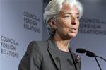 IMF Managing Director Christine Lagarde addresses a gathering at the Council on Foreign Relations in New York, Tuesday, July 26, 2011.