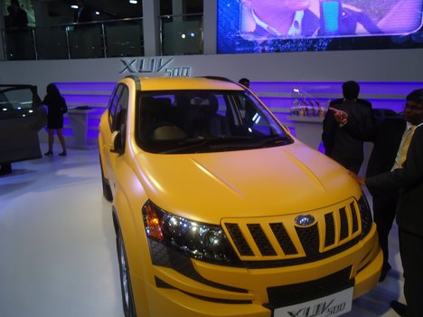 Mahindra & Mahindra's XUV 500 vehicle at an auto expo-Automobile.