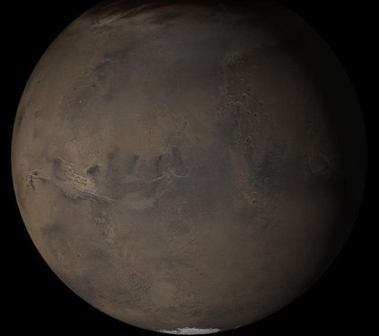 File - This composite image shows the Acidalia/Mare Erythraeum face of Mars, picturing the last days of the Mars’ northern autumn/southern spring.