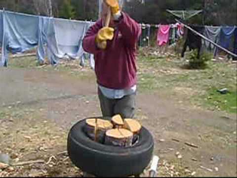 Splitting Wood With A Tire