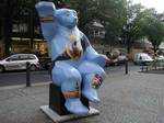 The artistically painted Buddy Bear is a popular figure seen around downtown Berlin (here in front of Charlottenburg city hall)