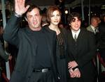 FILE - In this Dec. 5, 1996 file photo, Sylvester Stallone, left, star of the film 