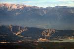 The range seen looking south from the Big Bear Valley. The San Bernardinos are part of the Transverse Ranges of Southern California, a mountain chain formed by tectonic forces between the North American and Pacific Plates along the San Andreas Fault.