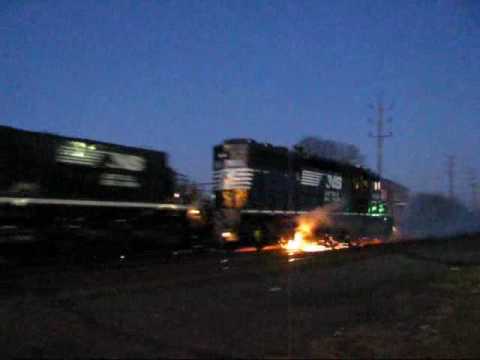 Norfolk Southern Locomotive ON FIRE !!!