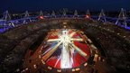 An overview of the Olympic Stadium during the closing ceremony of the London 2012 Olympic Games