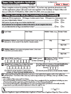 Texas Voter Registration Card