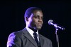 Carl Lewis, United States Olympic Athlete, addresses the audience at "Breaking the Silence, Beating the Drums" concert in observance of the International Day of Remembrance of the Victims of Slavery and the Transatlantic Slave Trade.