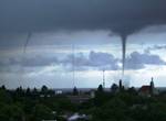 Waterspouts seen from the northern coast of Buenos Aires, Argentina on March 3, 2008. Though the majority occur in the tropics, they can seasonally appear in temperate areas throughout the world, and are common across the western coast of Europe as well as the British Isles and several areas of the Mediterranean and Baltic Sea.