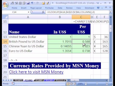 Excel Magic Trick #108: Exchange Rate Table From Web Query