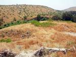 Jacob's Ford Battlefield (1179) on the Jordan River. Looking east from the Crusader fortress across the river in the direction from which Saladin's forces attacked.