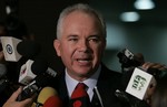 Venezuela's Oil Minister Rafael Ramirez speaks with the media in Caracas, Friday, Feb. 8, 2008. Ramirez denied that Venezuela's state oil company Petroleos de Venezuela SA has had US$12 billion (€8.3 billion) in assets frozen by court orders in Exxon Mobil Corp. challenges to the nationalization of an oil project in the South American country. Ramirez is also PDVSA's president.