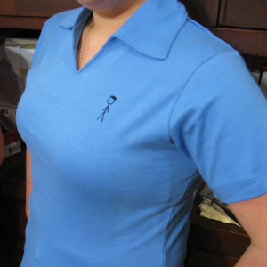 Blue Female Polo, V-Neck, No Buttons