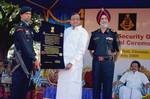 The Union Home Minister, Shri P. Chidambaram handing over the scroll to the Regional Hub Commandant after the inaugural function of the National Security Guard Regional Hub, at Chennai on July 01, 2009. The Deputy Chief Minister of Tamil Nadu, Shri M.K. Stalin and the DG, NSG are also seen.