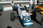 A Lola champ car driven by Rodger Ward in the 1966 Indianapolis 500.Lola had built chassis for the Indianapolis 500 as early as the 1960s -- Graham Hill had won the 1966 Indianapolis 500 in a Lola, and Jackie Stewart raced a four wheel drive Lola there.