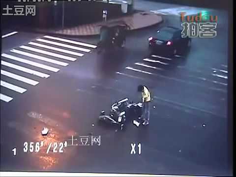 Crazy Motorcycle Crash Chinese Man Flips and Lands on feet