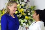 West Bengal Chief Minister Mamata Banerjee and US Secretary of State Hillary Rodham Clinton at State Secretariat building in Kolkata on Monday 07 May 2012