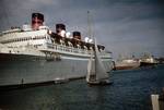 The S.S. Queen of Bermuda in Hamilton Harbour, December 1952 or January 1953. The Royal Naval Dockyard, and the attendant military garrison continued to be an important component of Bermuda's economy until the mid-20th century.