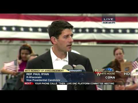 Mitt Romney VP Announcement with Rep. Paul Ryan (C-SPAN)