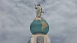 The iconic statue of Christ on the globe sphere of planet earth is part of the Monumento al Divino Salvador del Mundo (Monument to the Divine Savior of the world) on Plaza El Salvador del Mundo (The Savior of the World Plaza), a landmark located in the country's capital San Salvador.