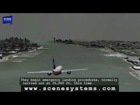 Hudson Flight 1549 HD Animation with audio for US Airways Water Landing