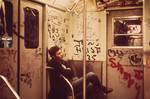 Heavily tagged subway car in New York City in 1973. Litter accumulation is a perennial problem in the subway system. In the 1970s and 1980s, dirty trains and platforms, as well as graffiti were a serious problem.