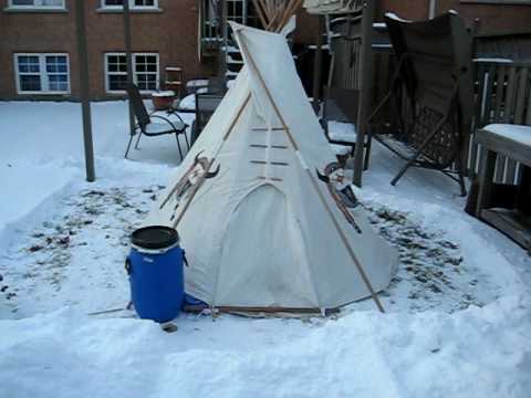 Winter camping in my miniature Sioux tipi