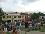 Downtown Blacksburg during the annual Gobbler fest street fair. The International Street Fair & Parade held in Blackburn takes place on the first Saturday of every April.