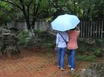 Visitors carrying an umbrella at Kunming Zoo, Kunming, Yunnan, China.