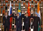 The Leaders of BRIC countries, the President of Brazil, Mr. Lula da Silva, the President of Russia, Mr. Dmitry A. Medvedev, the Prime Minister of India, Dr. Manmohan Singh and the President of China, Mr. Hu Jintao in a meeting, in Brasilia, Brazil on April 15, 2010.