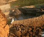 Bride and groom at the ruins of Sutro baths. California, USA.