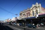 Bridge Road near the Lennox Street junction, looking east. Bridge Road is a major shopping strip in Melbourne, Australia.