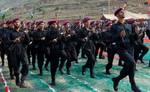 Jammu and Kashmir police commandos take part in a passing out parade at a police training centre in Lethpora Awantipora, some 25 kilometers south of Srinagar, Kashmir, India, 20 July, 2012. A total of 937 recruits were formally inducted into the Jammu and Kashmir police after completing nine months of rigorous training in physical fitness, weapon handling, counter insurgency and dealing with the law and order situation, a police official said.