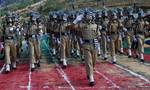 Jammu and Kashmir policemen take part in a passing out parade at a police training centre in Lethpora Awantipora, some 25 kilometers south of Srinagar, Kashmir, India, 20 July, 2012. A total of 937 recruits were formally inducted into the Jammu and Kashmir police after completing nine months of rigorous training in physical fitness, weapon handling, counter insurgency and dealing with the law and order situation, a police official said.