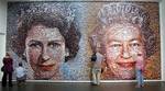 A mosaic picture of Elizabeth II in Towner Gallery in Eastbourne. The picture is produced by Helen Marshall for the diamond jubilee using more than 5,000 photos sent by the BBC viewers