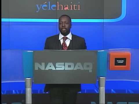 Wyclef Jean and Yele ring the opening bell at the Nasdaq Stock Exchange