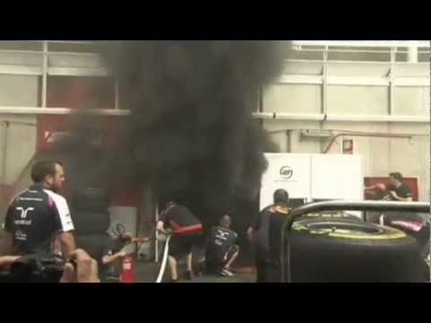 F1 2012 Spanish Gp Williams Garage Fire